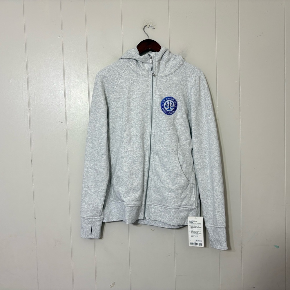 Lululemon Scuba Full Zip Hoodie Gray Size 14 NWT Cotton  Athleisure Jacket Logo